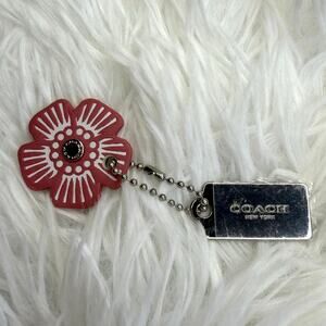 COACH Pink Silver Flower Floral Bag Charm Hang Tag